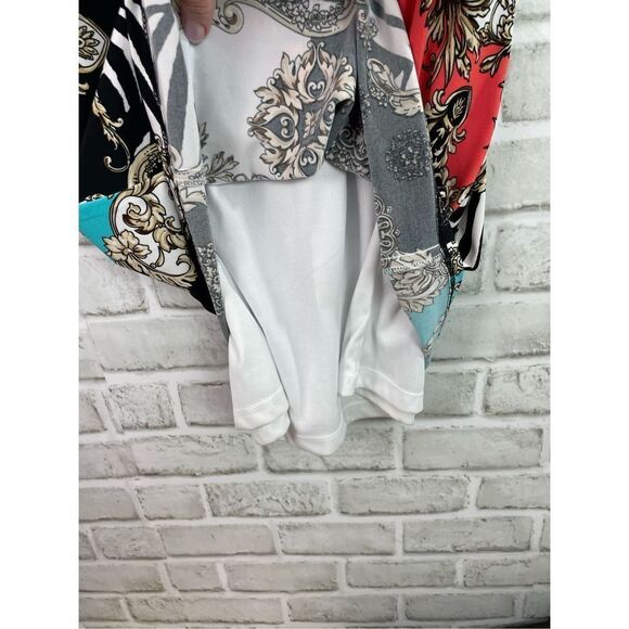 Fraklyman Women's Black Multi Colored Abstract Spiral Belt Mini Dress Size 10 - Picture 5 of 9